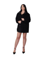Reversible black eco sheepskin coat 52 button closure clip on fur side and leather side zip pockets and mug - Image 10