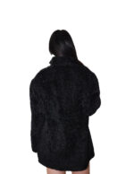 Reversible black eco sheepskin coat 52 button closure clip on fur side and leather side zip pockets and mug - Image 11