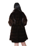 Cappotto pelliccia lunga scampanato 96 cm cappuccio mogano marrone pelliccia 54 visone orizzontale cintura in pelle interna - immagine 5