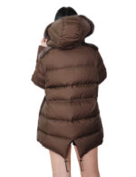 54 coffee brown mink fur and down coat with detachable zipped sleeves and buttoned hood at the neck - Image 5