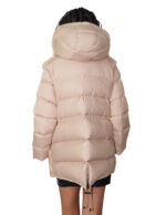 Palomino beige 48 down and mink fur coat with detachable zipped sleeves and buttoned hood at the neck - Image 5