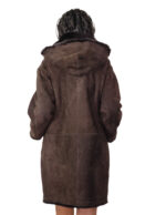 Sheepskin coat with fur lining, size 48, dark brown, zip closure, pockets, detachable hood - Image 5