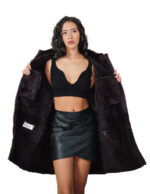 Sheepskin coat with fur lining, size 48, dark brown, zip closure, pockets, detachable hood - Image 6