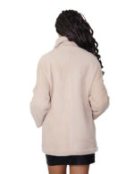 76 cm sheepskin coat, fur inside and suede outside, size 42, beige, Alba, button closure, reversible clip, external pockets - Image 4