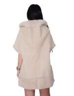 Bell-effect sheepskin cape size 42 beige alba completely reversible short sleeves clip button closure - Image 5