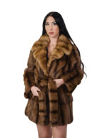 Pedigree fur coat and sable 48 brown undercut coat 84cm chest and lapel