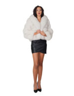 Optical white fox jacket 46 shawl collar short 56 cm to full horizontal skin and long sleeve - Image 4