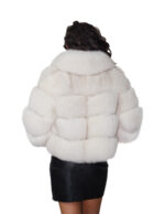 Optical white fox jacket 46 shawl collar short 56 cm to full horizontal skin and long sleeve - Image 5