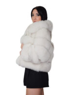 Horizontal fox fur jacket 52cm size 46 Italian collar white shaded three-quarter sleeve external pockets - Image 2