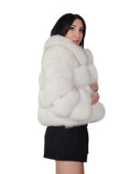 Horizontal fox fur jacket 52cm size 46 Italian collar white shaded three-quarter sleeve external pockets - Image 3