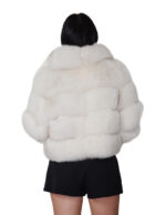 Horizontal fox fur jacket 52cm size 46 Italian collar white shaded three-quarter sleeve external pockets - Image 5