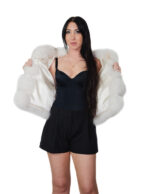 Horizontal fox fur jacket 52cm size 46 Italian collar white shaded three-quarter sleeve external pockets - Image 6