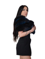 Stola in volpe blu con fodera raso blu lunghezza 132 nastri a chiusura alta 30 centimetri - immagine 3