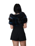 Stola in volpe blu con fodera raso blu lunghezza 132 nastri a chiusura alta 30 centimetri - immagine 5