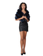 Stola in volpe blu con fodera raso blu lunghezza 150 nastri a chiusura alta 44 centimetri - immagine 4