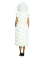 White fox vest size 46 with horizontal workmanship, 122 cm long, with hood and internal hook fastening, belt at the waist - Image 5
