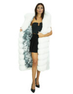 White fox vest size 46 with horizontal workmanship, 122 cm long, with hood and internal hook fastening, belt at the waist - Image 6