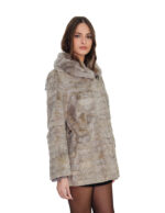 Cappotto petali visone 44 grigio collo italiano arricciato coulisse vita manica lunga chiusura ganci - immagine 3
