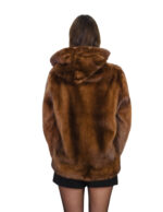 Mink fur jacket 44 demi full skin hood long sleeves external pockets hook closure - Image 5