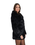 Rabbit fur jacket size 42 black with chest and lapel collar, long sleeve, elegant jacket - Image 3