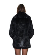 Rabbit fur jacket size 42 black with chest and lapel collar, long sleeve, elegant jacket - Image 5