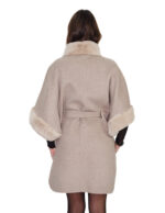 Cashmere and rex fur cape size 44 short sleeve internal fabric belt clip button closure - Image 5