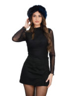 Blue fox fur headband with elastic one size fits all earmuffs or elegant neck warmer