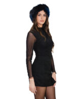 Blue fox fur headband with elastic one size fits all earmuffs or elegant neck warmer - Image 2