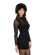 Green fox fur headband with elastic one size fits all earmuffs or elegant neck warmer - Image 2