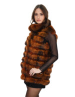 Orange fox sleeveless jacket with hood size 42 with external pockets and external drawstring waist - Image 3