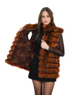 Orange fox sleeveless jacket with hood size 42 with external pockets and external drawstring waist - Image 6