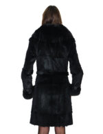 Black rex down coat with fox collar and cuffs, size 44, black sleeves with leather buckles at the cuffs - Image 5