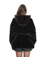 Mink cape 48 - 56 horizontal mahogany mink hood internal fur belt bat sleeve 68 cm high - Image 5