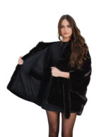 Mink cape 48 - 56 horizontal mahogany mink hood internal fur belt bat sleeve 68 cm high - Image 6