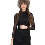 Silver grey fox fur headband with elastic, one size, neck warmer and earmuffs