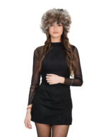 Silver grey fox fur headband with elastic, one size, neck warmer and earmuffs