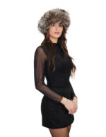 Silver grey fox fur headband with elastic, one size, neck warmer and earmuffs - Image 2