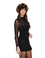 Brown fox fur headband with beige stripes, one size, elastic, neck warmer and earmuffs - Image 2