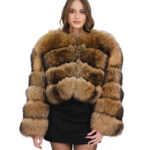 50cm natural fox fur jacket size 50 long sleeve chanel neck hook closure
