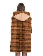 Mink and cashmere vest demi and light brown 64 hood hook closure long sleeve very warm - Image 5