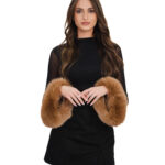 8cm high tobacco brown fox fur cuffs with lining