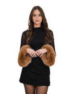 8cm high tobacco brown fox fur cuffs with lining