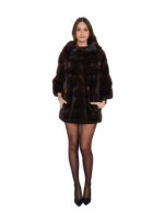 Below cost horizontal mink jacket demi 44 dark 3/4 sleeve hook closure two-tone lining - Image 4