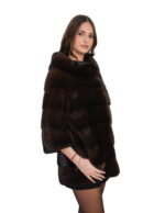 Below cost horizontal mink jacket demi 44 dark 3/4 sleeve hook closure two-tone lining - Image 3
