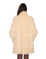 Vanilla mink fur horizontal coat size 48 long sleeve with drawstring collar 84 cm - Image 5