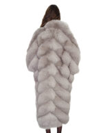 122cm long fox fur coat with batwing sleeves, grey, one size fits all, from 42 to 60 - Image 5