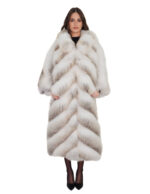 122cm long fox fur coat with white batwing sleeve, one size fits all from 42 to 60 - Image 4