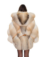 Natural fox fur cape, V-neck, one size, batwing sleeve, internal leather belt - Image 5