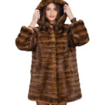 Second life demi horizontal jacket 48 thin mink coat 76 cm long sleeve