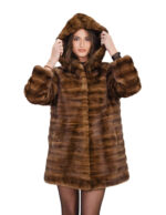 Second life demi horizontal jacket 48 thin mink coat 76 cm long sleeve